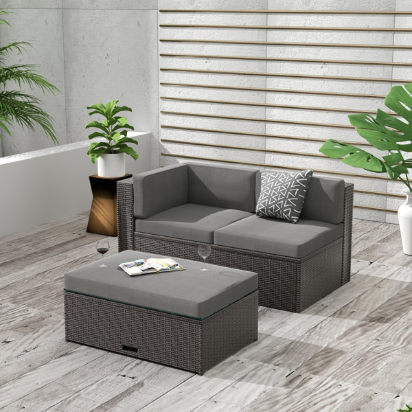 Latitude Run® Wicker/Rattan 2 Person Seating Group with Cushions Wayfair